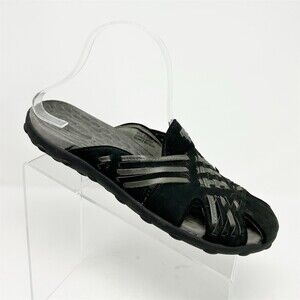 Clarks Privo Slide Sandals Womens Size 10 Black Woven Cushioned Slip-On Comfort